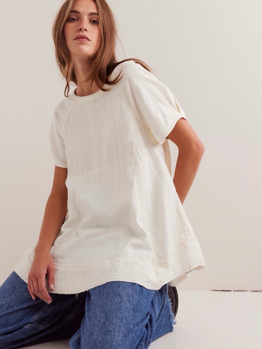 We The Free Cotton Gauze Oversized Babydoll Top